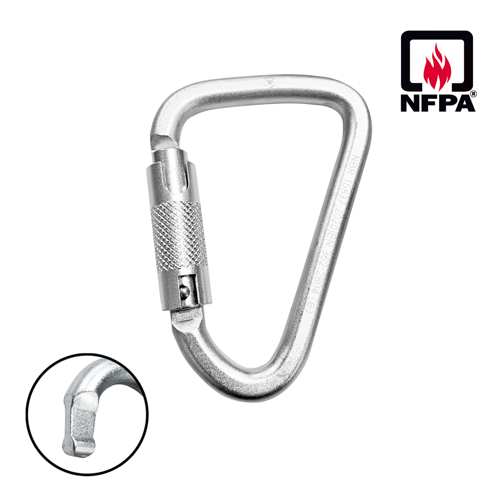 MOSQUETÃO NFPA HMS AÇO TRIPLA TRAVA 45KN KEYLOCK - BULLET H TRI