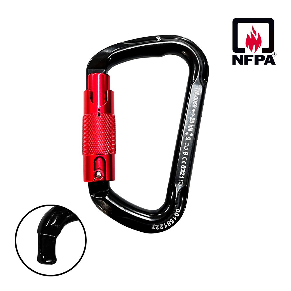 MOSQUETÃO NFPA D ALUMÍNIO TRIPLA TRAVA 25KN KEYLOCK - MASTER D